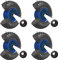4x Sackkarrenrad Vollgummi 260 x 85 mm 3.00-4 Nabenlänge 75 mm PolyurethanSackkarre Ersatzrad Bollerwagenrad