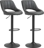 HOMCOM Sada barových židlí, 2 stoličky, kuchyňská židle, vzhled kůže, otočná, výškově nastavitelná, s opěrkou nohou, moderní design, kovový rám, 44 x 49 x 90-110 cm, šedá barva