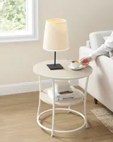 Kulatý rozkládací stolek VASAGLE, 2 police, snadná montáž, Ø55 cm