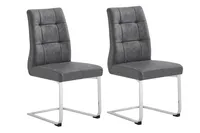 byLIVING Freischwinger Marlen-XXL-XXL 2er-Set, Metall chrom, Vintage Stoff anthrazit, Belastbarkeit bis 150 kg