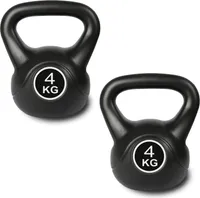 2er Set Kugelhantel 4kg Schwarz Kettlebell Schwunghantel Rundgewicht Fitness Krafttraining Kugelgewicht