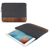 ROYALZ Schutz Hülle für Apple iPad Pro 9,7 / iPad Air / iPad Air 2 Tasche Tablet Schutztasche Sleeve Case aus Canvas / Leder, Farbe:Grau
