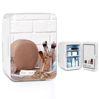Puluomis Mini Kühlschrank 10L  mit  Spiegel tragbar für Kosmetik, Kühlbox Warmbox weiß