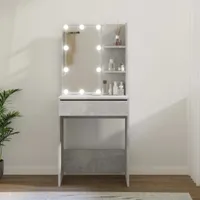 vidaXL Toaletní stolek s LED betonem šedý 60x40x140 cm