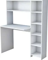 Schreibtisch Dghin, Mehrzweckschreibtisch, Bürotisch für PC, Eckschreibtisch, 113x40h142 cm, Weiß