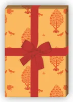Edles Geschenkpapier Bäumen und Tauben, orange gelb - G7285, 32 x 48cm