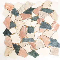Mosani MOS44-1204, Mosaik, Marmor, Beige, Rot, Grün, Indoor, Rechteck, 305 mm
