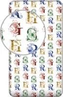 Čarodějnický svět Harry Potter Dětské prostěradlo bílé Bradavice Nebelvír Zmijozel Hufflepuff Havraspár Had Lev Jezevec Orel 90x200+25 cm 100% bavlna