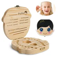 Junge Zahnbox Milchzahndose Milchzähne Zahndose Aufbewahrungsbox Holz Haar Zähne Box Kasten in Deutsch Version Geschenk für Kinder 