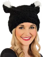 Plüschmütze Katze dehnbar Schwarz Karneval Fasching Halloween Party Cosplay