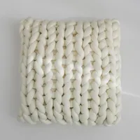 40x40 cm Dekokissen Gestricktes Kissen Sofakissen Bettkissen Handgestricktes Kissen, Weiß
