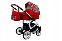 BabyLux® Optimal | 2in1 Kinderwagen Bambimo | Red Tulips | Kombikinderwagen | Kinderwagenset | Buggy