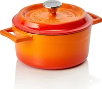 LAVA Kochtopf mit Deckel aus emailliertem Gusseisen Orange mit 1,3 Liter