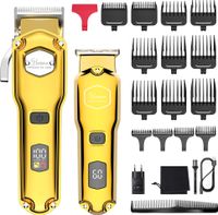 Hatteker Hair Clipper Kit pro muže Zastřihovač vousů IPX7 Vodotěsný zastřihovač vlasů T-Blade Professional USB Rechargeable (GOLD)