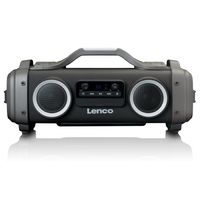Lenco SPR-200BK - Spritzwasserfester Bluetooth-Lautsprecher UKW Radio USB und micro SD mit Lichteffekten - Schwarz