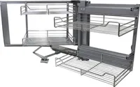 KuKoo ausziehbare Edelstahlkörbe Eckschrank 90-100cm Einheit, 4 Schubladen,