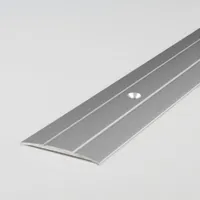 PROVISTON Übergangsprofil | 1.8 x 38 x 1000 mm | Übergangsschiene Übergangsleiste Bodenprofil Abdeckleiste Aluminium eloxiert Edelstahlfarbend Gebohrt