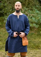 Mittelalter Leinen Tunika, dunkelblau XL