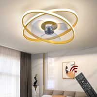 Stropný ventilátor s LED osvetlením 3343js Stropné svietidlo zlaté Ø 50cm 96W s diaľkovým ovládaním farba svetla/jas nastaviteľný stmievateľný LED stropné svietidlo stropný ventilátor
