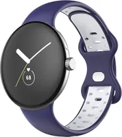Řemínek pro Google Pixel Watch silikonový dvoubarevný tmavě modrý / bílý