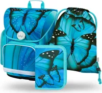 BAAGL SET 3 Ergo Buterfly: Aktentasche, Federmäppchen, Tasche