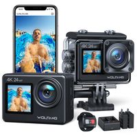 WOLFANG GA200 Action Kamera, 4K Selfie Sportkamera Dual Screen - 24MP - Weitwinkel WiFi Waterproof Underwater Kamera, EIS Stabilization
