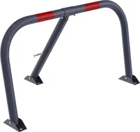 JOIEYOU 78x32x44cm Parkplatzsperren Klappbare Absperrpfosten Parkbügel aus Metall Parkpfosten mit Schlüssel & Rot Reflexstreifen Sperrpfosten Set für Garage Parkplatz Einfahrt (Grau)