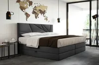 TRADA Verde Lux Boxspringbett 180x200 mit Bettkasten Bonell Pocket Topper Dunkelgrau