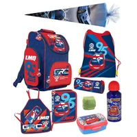 Jungen Schulranzen 1. Klasse Tornister Disney Cars Lightning Mc Queen 9-teiliges Set mit Schultüte
