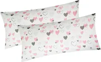 Renforcé Kissenbezug - 2er Set in 40x80cm - Love, Liebe, Herzen - Kopfkissen-Bezug, Kissenhülle, Dekokissenbezug aus 100% Baumwolle (KY-187/1-40x80)