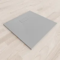 i-flair - SMC Duschwanne 90x90 cm mit anti-rutsch Oberfläche in grauer Steinoptik inkl. Ablaufgarnitur