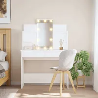 toaletný stolík vidaXL s LED svetlami biely 96x40x142 cm