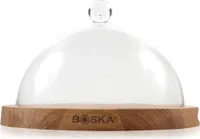 Boska Servierbrett Rund Friends mit Glocke / hält Käse länger frisch / 23,8 cm / Holz / Kunststoff / Braun