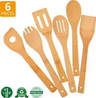 Küchenhelfer Küchenutensilien Küchenzubehör Pfannenwender Kochlöffel - 6 Stück Set aus Bambus Holz