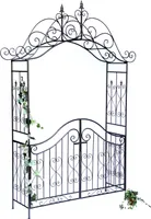 DanDiBo Rosenbogen mit Tor Pforte 131872 aus Metall Gartentor 282x160 cm Kletterhilfe Pergola Spalier Rosenhilfe Rankgerüst