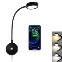 LED Leselampe Einstellbar Flexible Wandleuchte Nachttischlampe 3 Farbmodi Dimmbar Wandlampe mit USB-Anschluss für Boot, Wohnmobil, Camper, Caravan