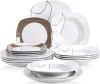 Porcelánový jídelní servis VEWEET "Nikita", 18dílná sada pro 6 osob, vždy 6 dezertních, polévkových a jídelních talířů