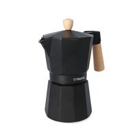 HOMLA MIA MOKKA Kaffeemaschine schwarz mit Holzgriff 6 Tassen
