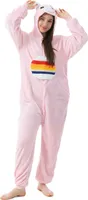 Katara 1744 -  Glücksbärchi Regenbogen Hurrabärchi rosa L (165-175cm), Jumpsuit, Onesie, Karneval, Overall, Party, Karnevals-Kostüm, Verkleidung zum Fasching, Schlafanzug, Hausanzug, Jogginganzug, Cosplay, Tierkostüm für Erwachsene