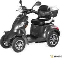 Veleco Faster - 4-Rad Seniorenmobil - 1000W - Fertig montiert - Abschließbare Stauräume - Alarm - Elektromobil - Mobilitätsroller (Grau)