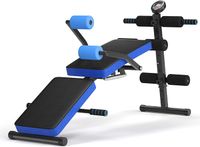 COSTWAY Sit Up Bench skladacia, tréningová lavička s nastaviteľnou výškou, fitness lavička, šikmá lavička, cvičebný bicykel do 130 kg, ideálna na sedacie svaly a zdvihy nôh (modrá)