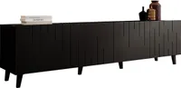 MIRJAN24 TV-Lowboard Bari, Stilvoll TV-Schrank mit 4 Türen, TV-Tisch, Fronten gefräst, Wohnzimmer Kollektion (Farbe: Schwarz)