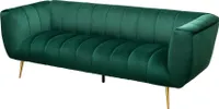Retro 3er Sofa NOBLESSE 225cm smaragdgrün Samt 3-Sitzer mit Ziersteppung 3er Couch