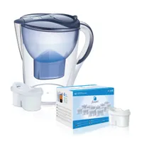 Brita Wasserfilterkanne - Filterkannen Set Aluna Cool Memo und 3 MX+ Filter,  Volumen 2400 ml, Weiß 1040564