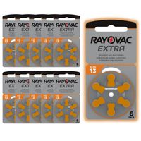 60 Hörgerätebatterien Rayovac 13, 10 Plaketten