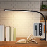 ZMH Schreibtischlampe LED Tischleuchte Dimmbar Klemmbar Tischlampe Schwarz Arbeitsleuchte Schreibtisch 5W Schreibtischleuchte Bürolampe Tageslichtlampe Büro Klemmleuchte mit Ladefunktion