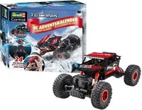 Revell 1032 Adventný kalendár craft kit RC auto s diaľkovým ovládaním, 4WD terénne pásové vozidlo, GHz diaľkové ovládanie a batérie, 27,5 cm príslušenstvo, červená/modrá