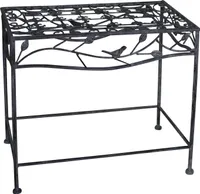 Metall Beistelltisch mit Blätter Verzierung grau - 45 x 39,5 x 28 Pflanzentisch