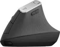 Logitech MX Vertical Maus - Bluetooth/Radio-Frequenz - USB-Typ C - Optisch - 4 Taste(n) - 4 Programmable Button(s) - Schwarz, Silber - Kabel/Drahtlos - 10 m - 4000 dpi Auflösung - Scroll-Rad - Rechtshändig