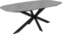 byLIVING Esstisch OVAL / Bootsform / Tischplatte in Naturstein-Optik grau / Gestell Metall schwarz / 200 x 100, H 76 cm